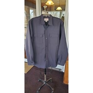 Filson Worsted Wool Guide Shirt Mens Large Blue Graphite Dark Navy EUC
